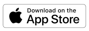 A rectangular badge with a white background displays a black apple logo followed by the text "Download on the App Store" in bold black letters.