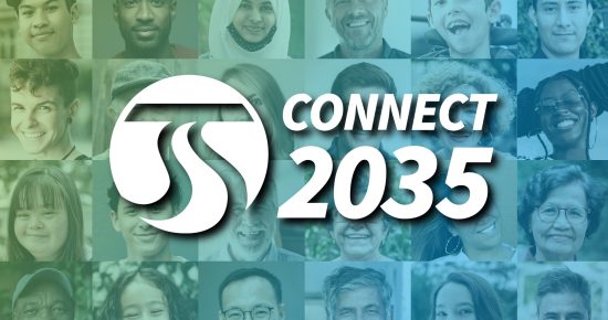 Collage of diverse smiling faces with the STA and "CONNECT 2035" logo in the center.