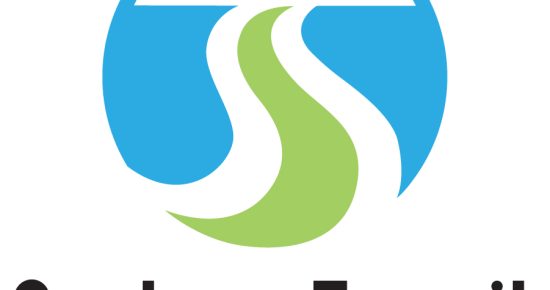 Spokane Transit logo featuring stylized "S" path in blue and green with black text.